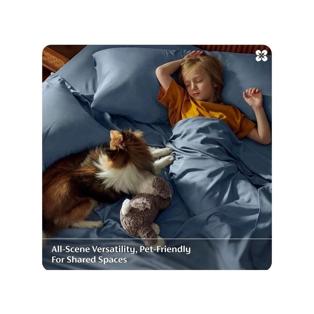 Bedsure Cooling Sheet Set, Rayon Derived from Bamboo, Soft, Blue/Turquoise, King